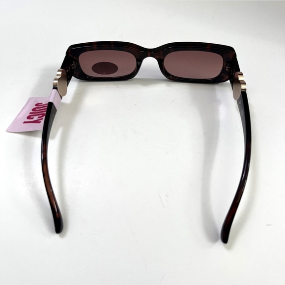 Juicy Couture Slim Rectangle Sunglasses Tortoise Shell Heart Pink Love NWT Brown main image 4